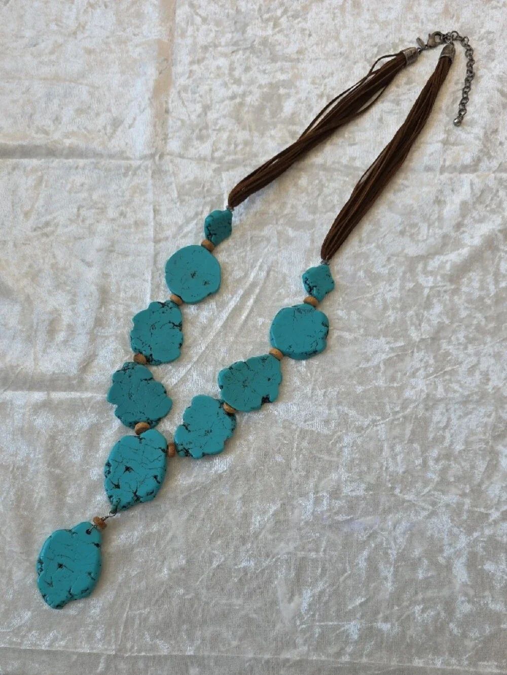 Chico's Faux Turquoise Blue Disc Statement Necklace